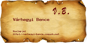 Várhegyi Bence névjegykártya